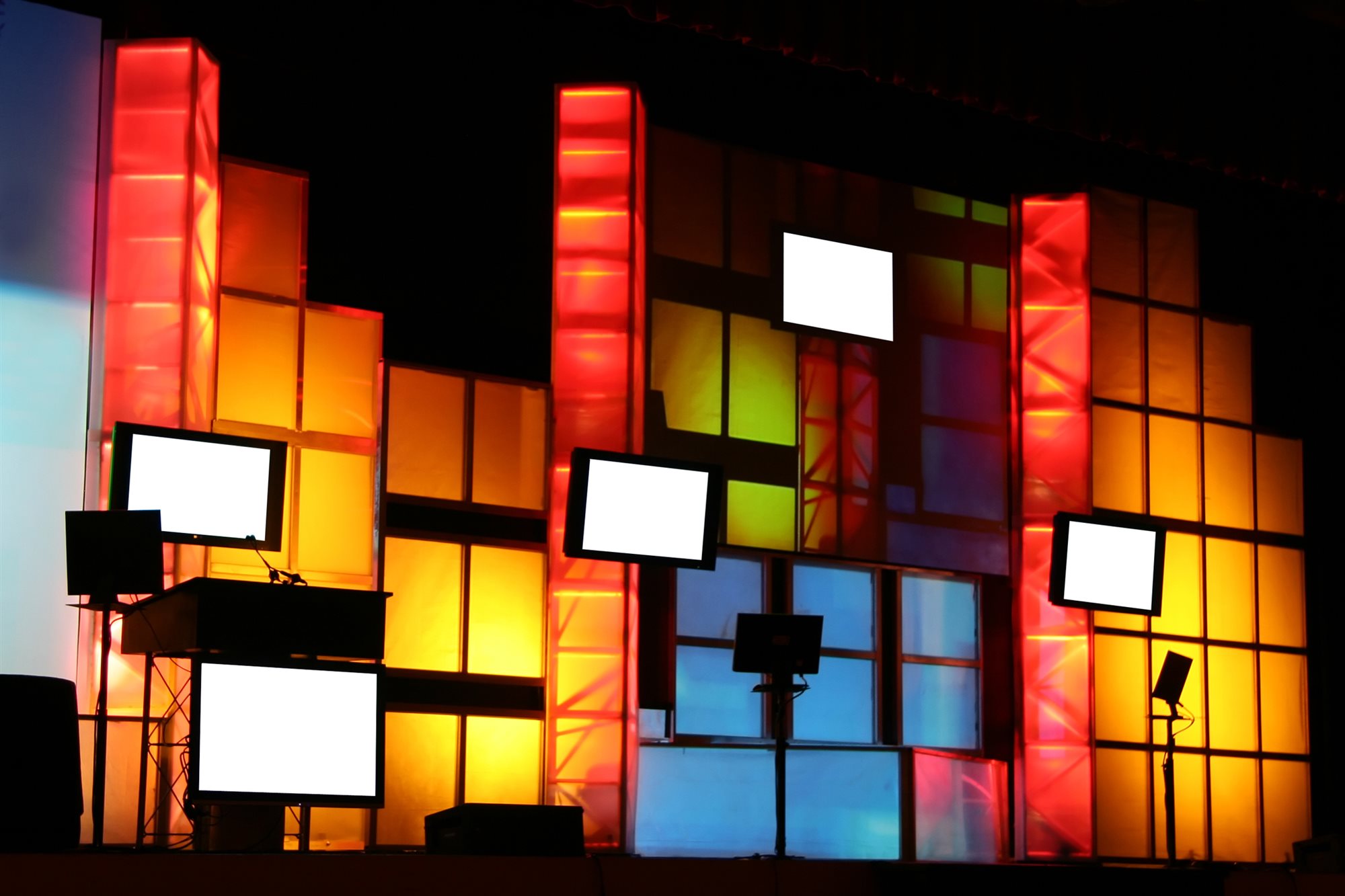 A colorful stage production aboard a cruise ship